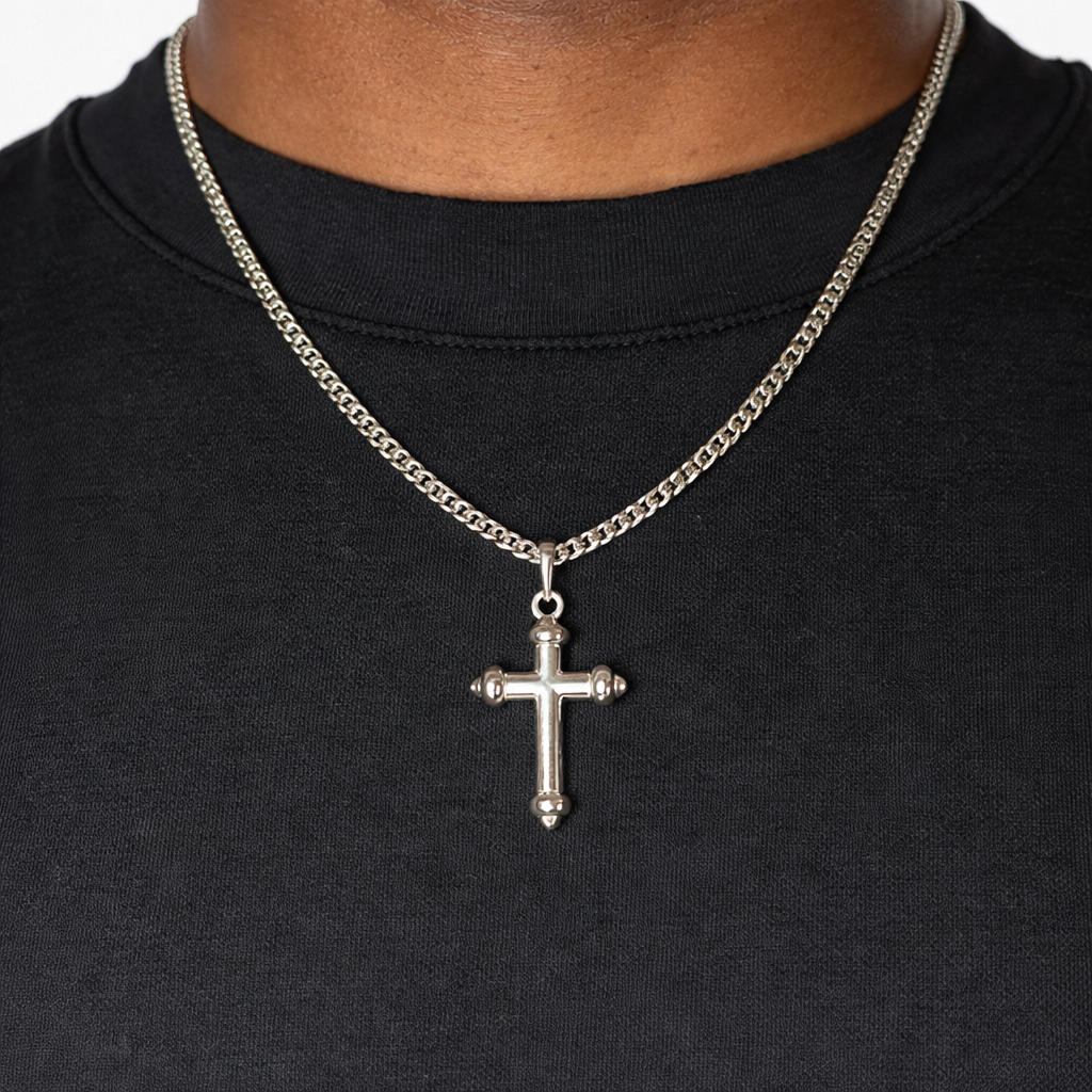 Silver Rounded Edge Cross Pendant