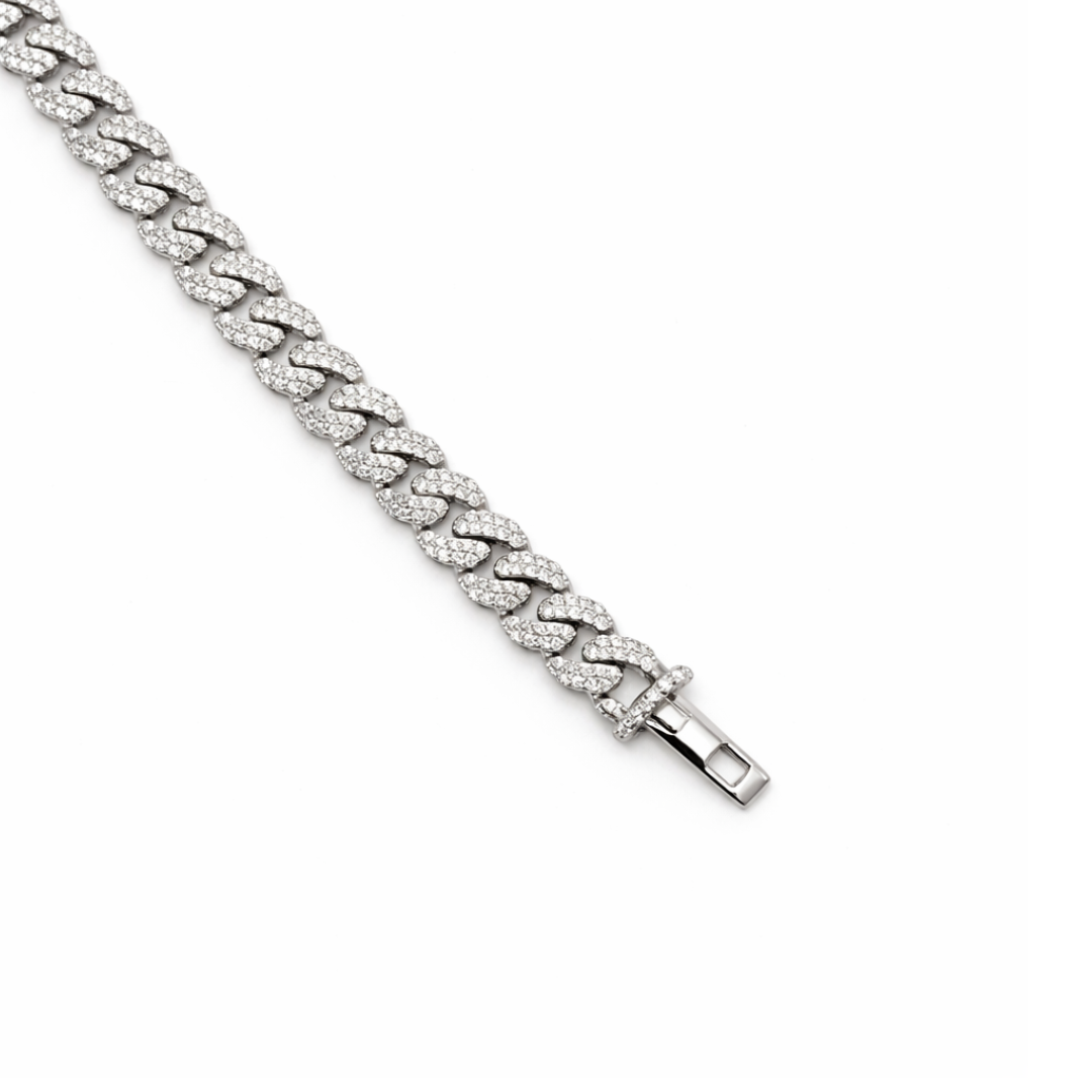 7mm Silver Moissanite Cuban Link Bracelet