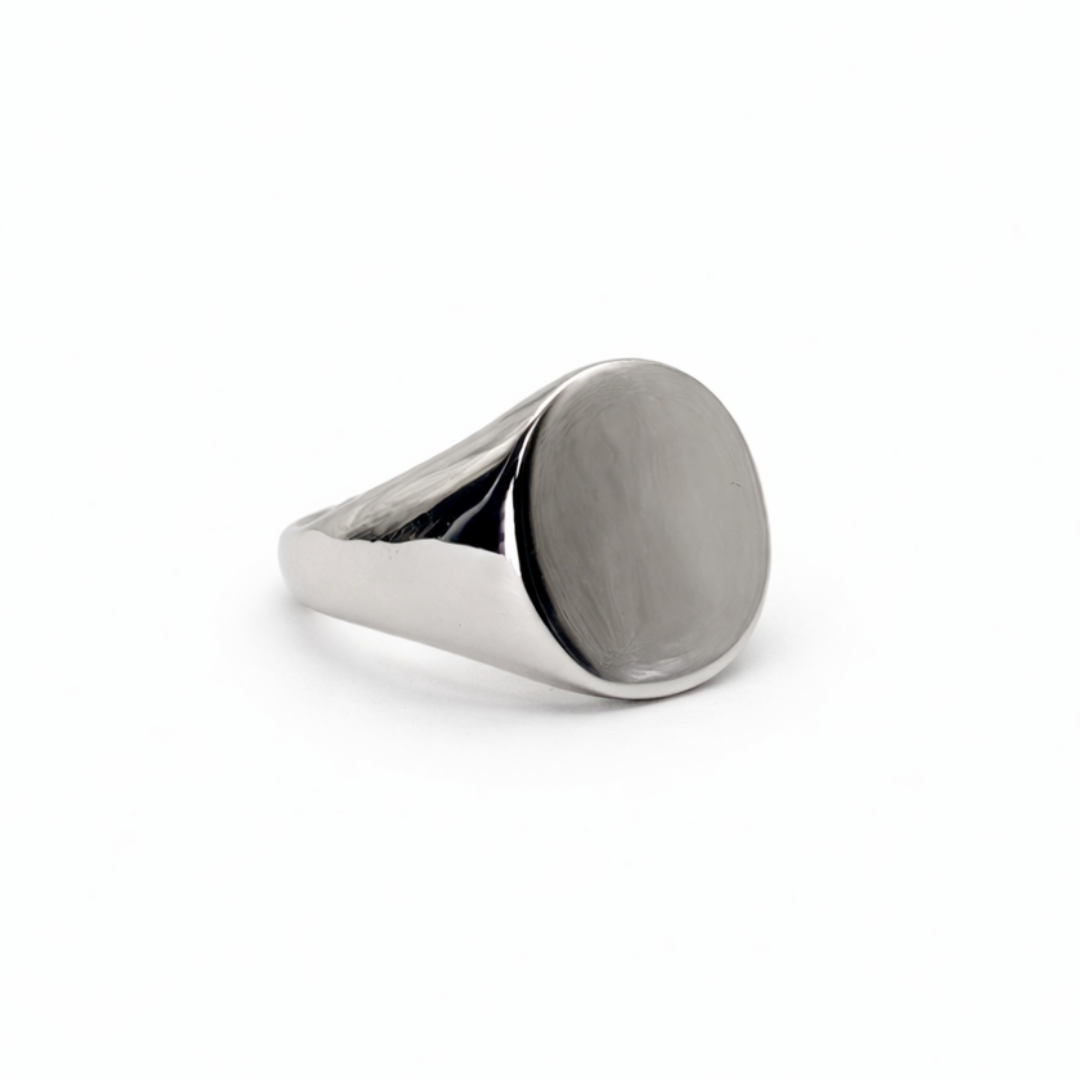 Silver Oval Signet Men's Ring