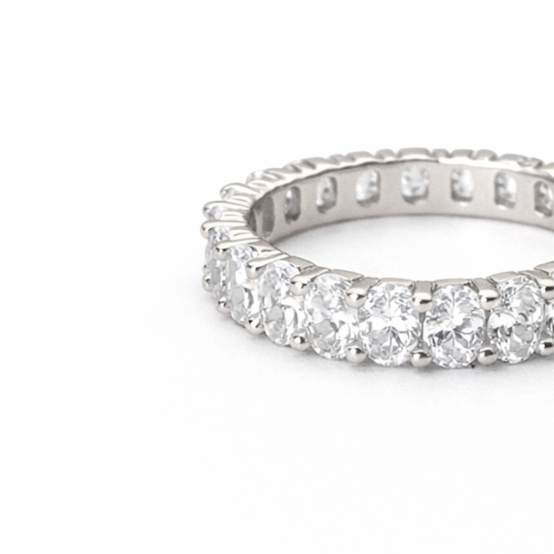 Silver Zircon Oval Eternity Ring