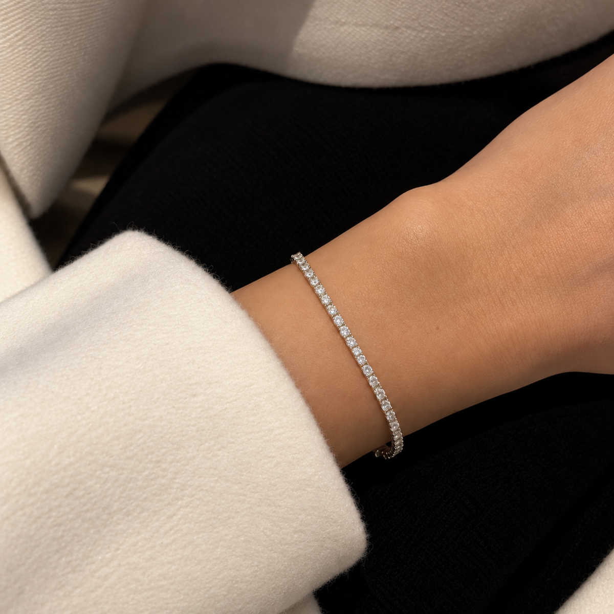 2mm Silver Moissanite Tennis Bracelet