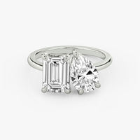 INSIEME - 2CT & 1.5CT E VVS2 Toi et Moi Emerald and Pear Cut Engagement Ring