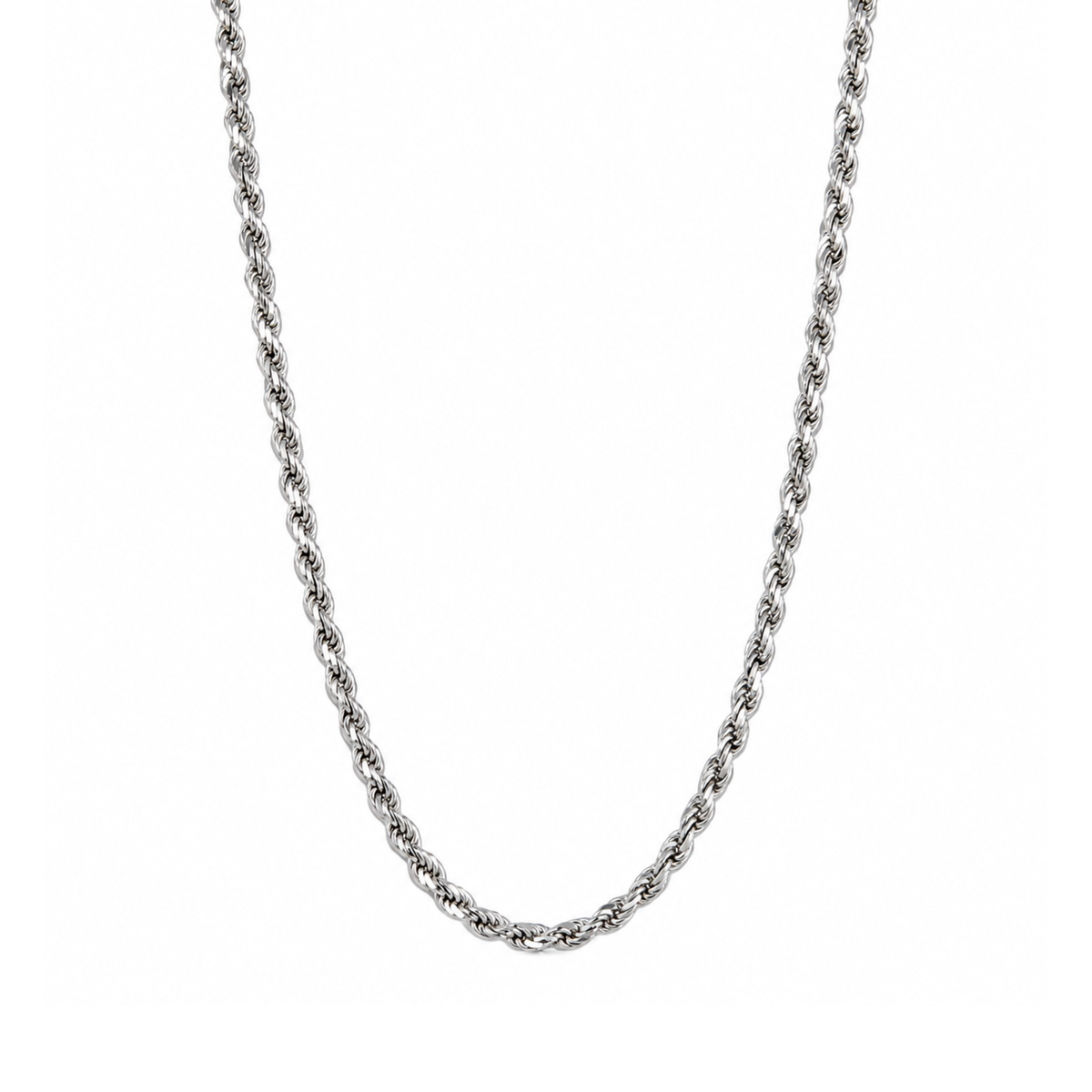 4mm Silver Rope Chain Rhodium Plated