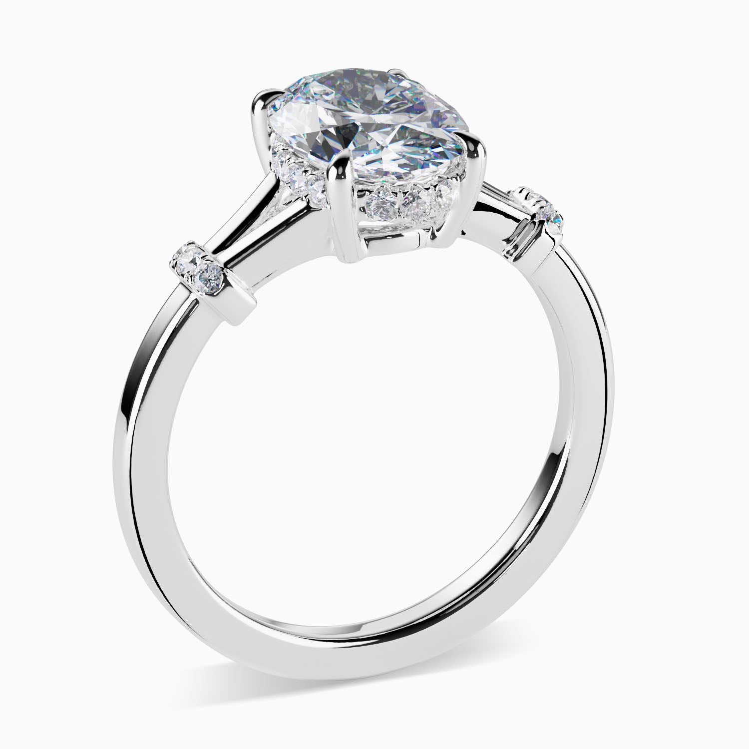 CLAIRE - 2CT E VVS2 Oval Cut Split Shank Engagement Ring