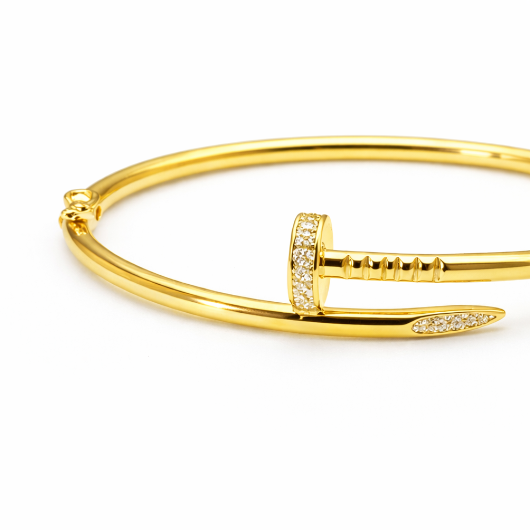 Silver Zircon Nail Bracelet 18K Yellow Gold Vermeil