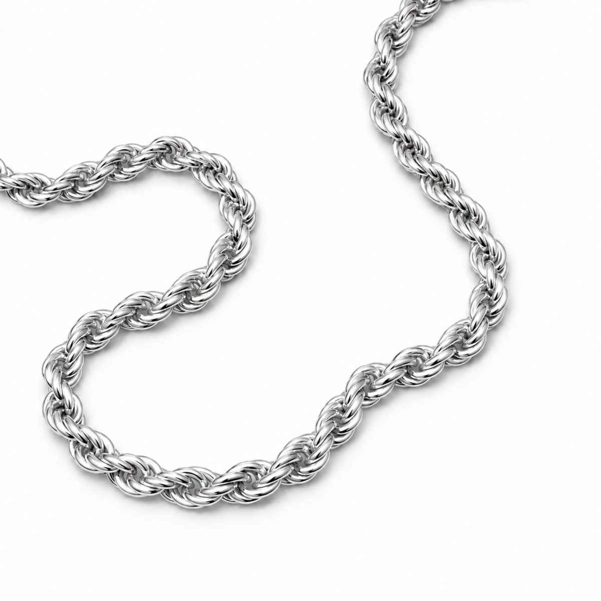 4mm Silver Rope Bracelet Rhodium Plated
