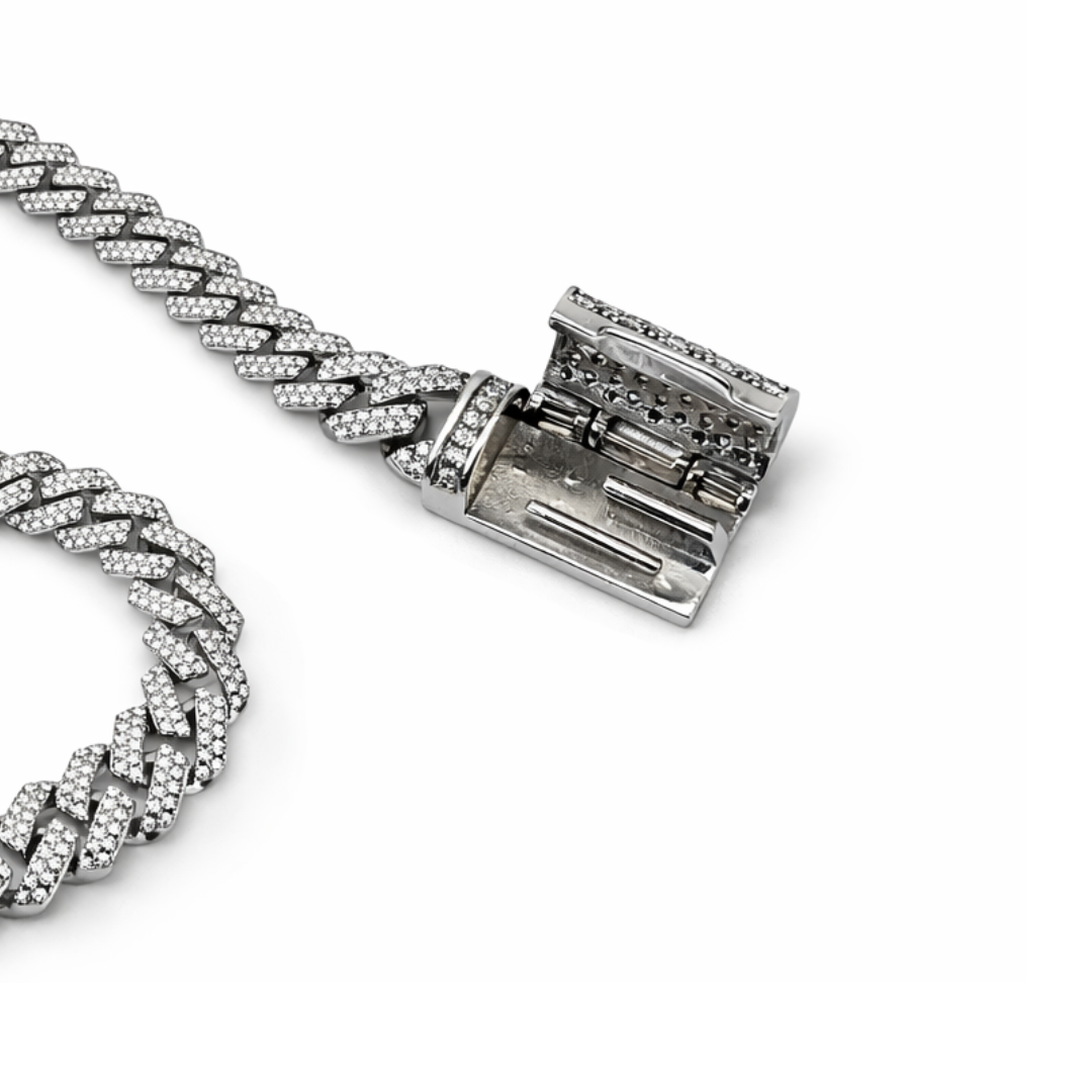 10mm Silver Moissanite Cuban Link Chain