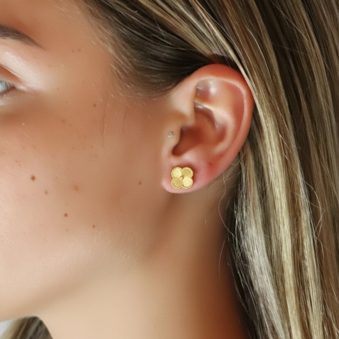 Silver Clover Earrings 18K Yellow Gold Vermeil
