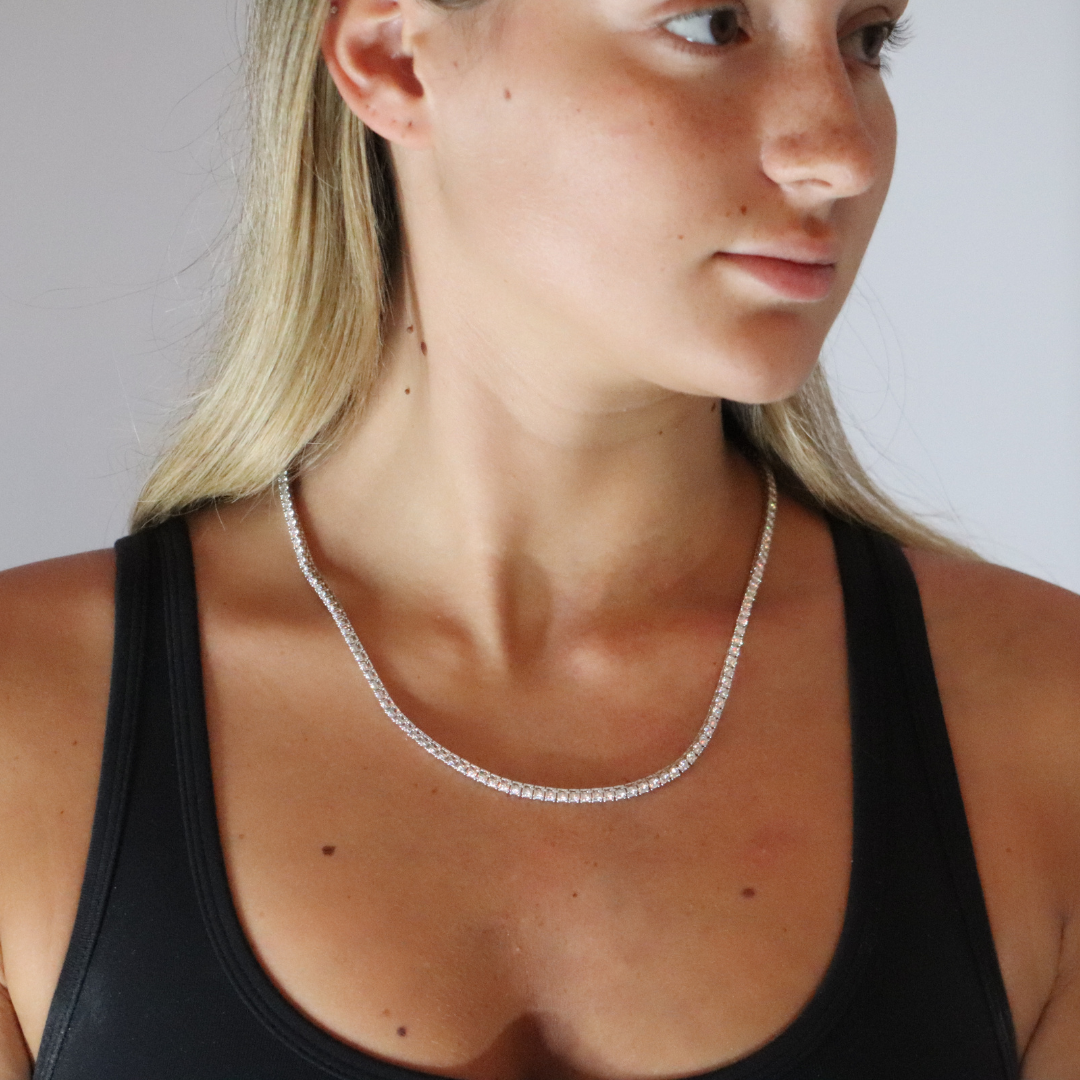 3mm Moissanite Tennis Chain Rhodium Plated