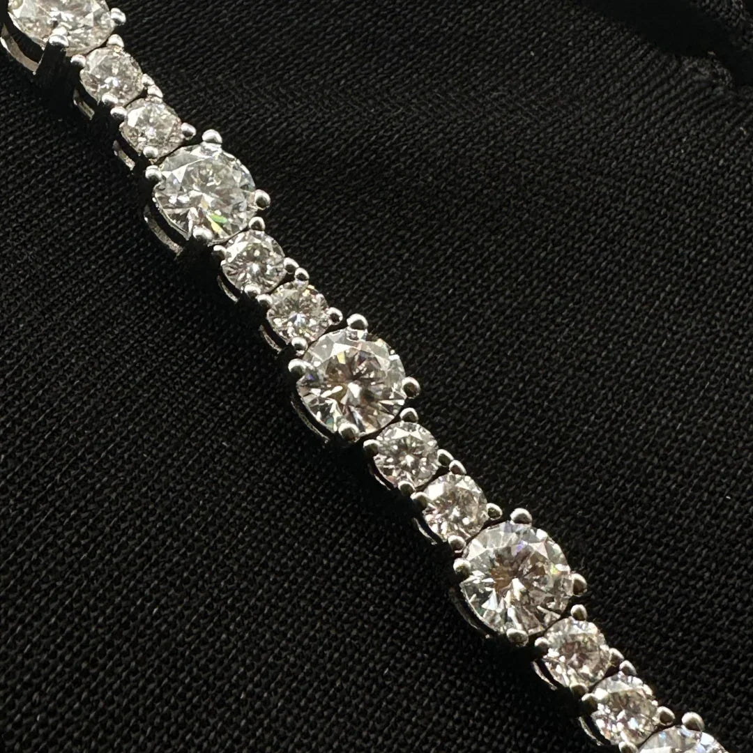 Double Stone Moissanite Tennis Bracelet Rhodium Plated