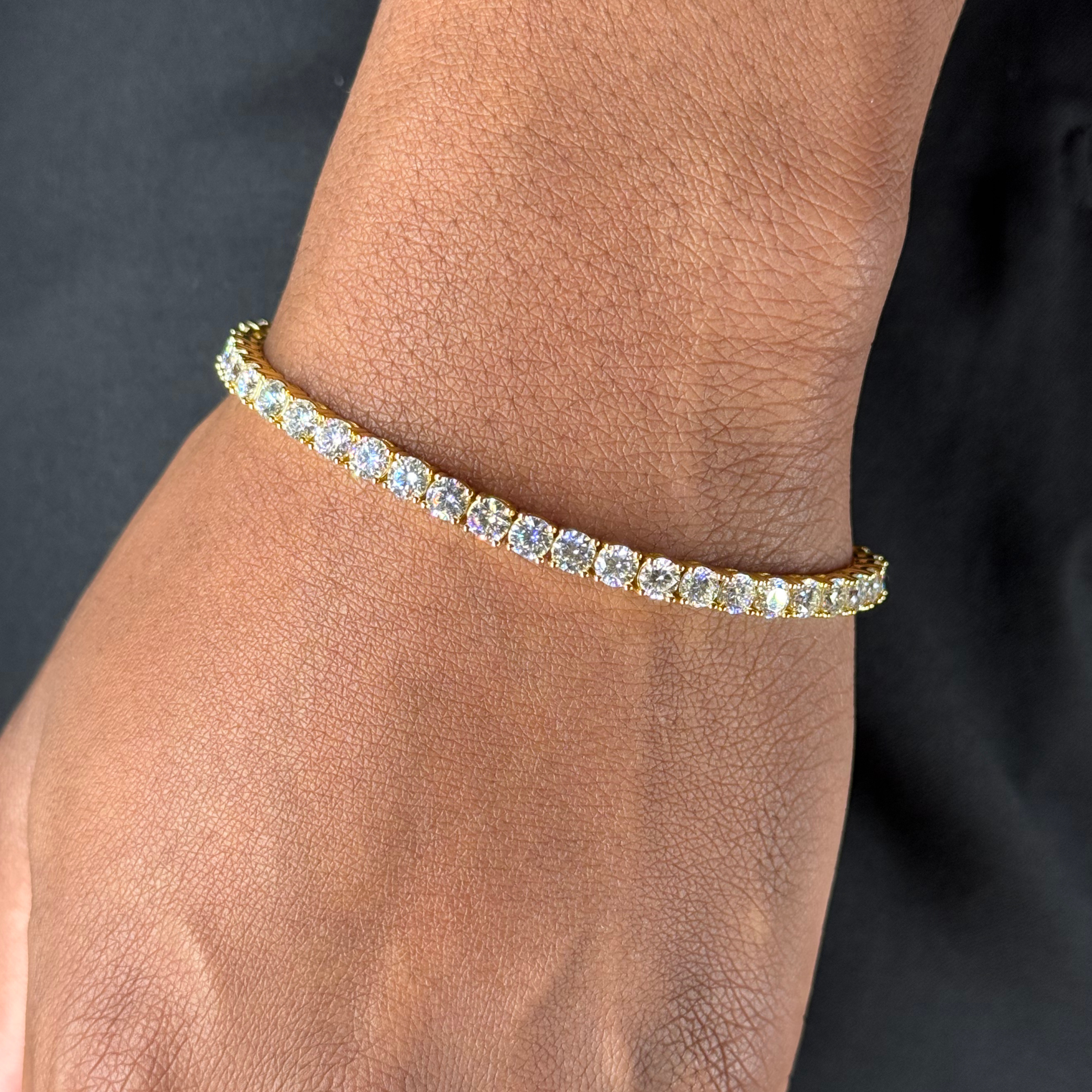4mm Silver Moissanite Tennis Bracelet 18K Yellow Gold Vermeil