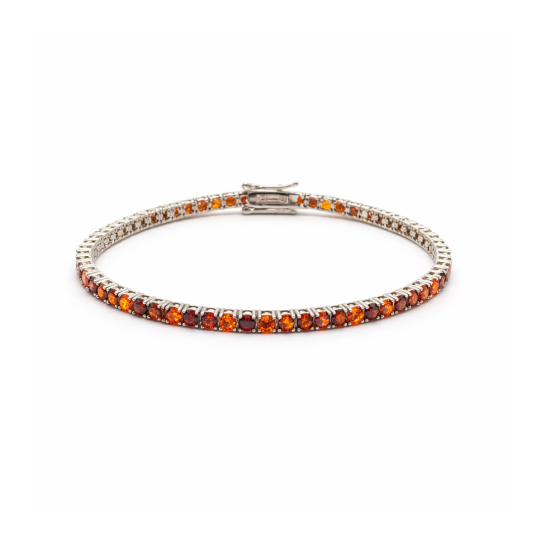 3mm Silver Zircon Tennis Bracelet Red Radiant