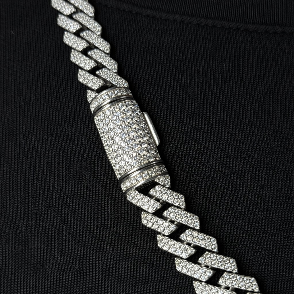 10mm Silver Moissanite Cuban Link Chain
