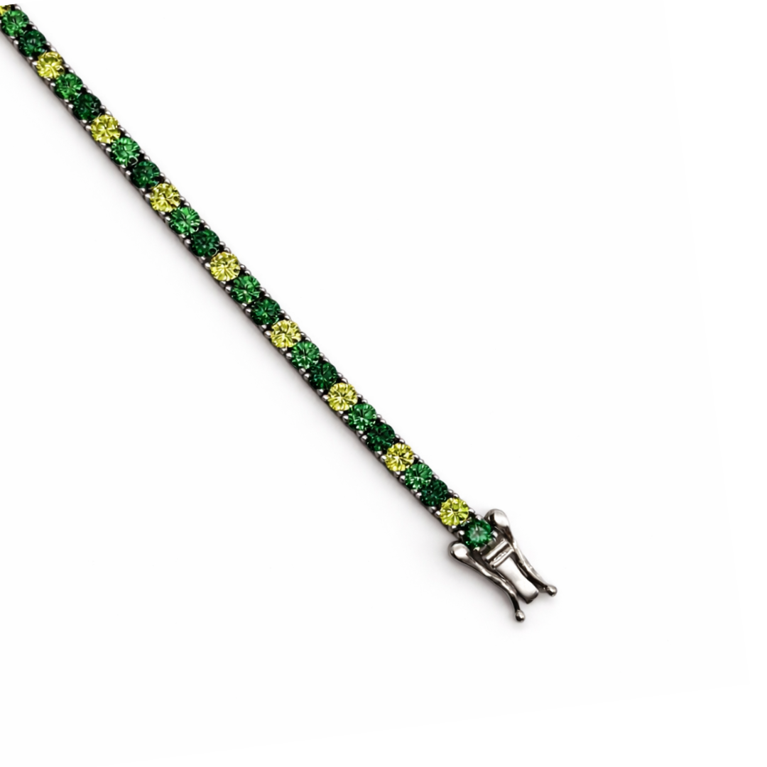 3mm Silver Zircon Tennis Bracelet Green Radiant