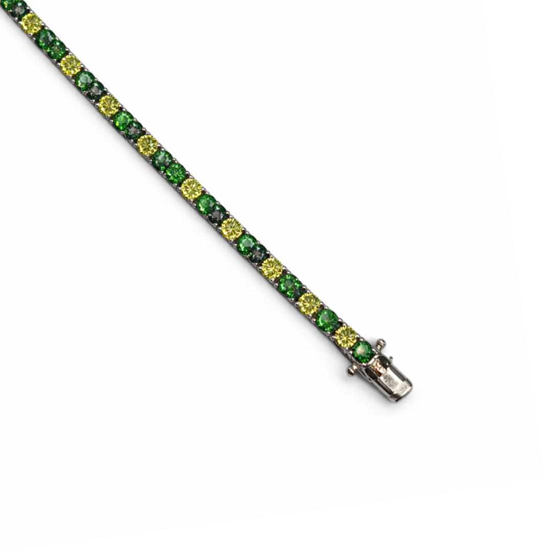 3mm Silver Zircon Tennis Bracelet Green Radiant