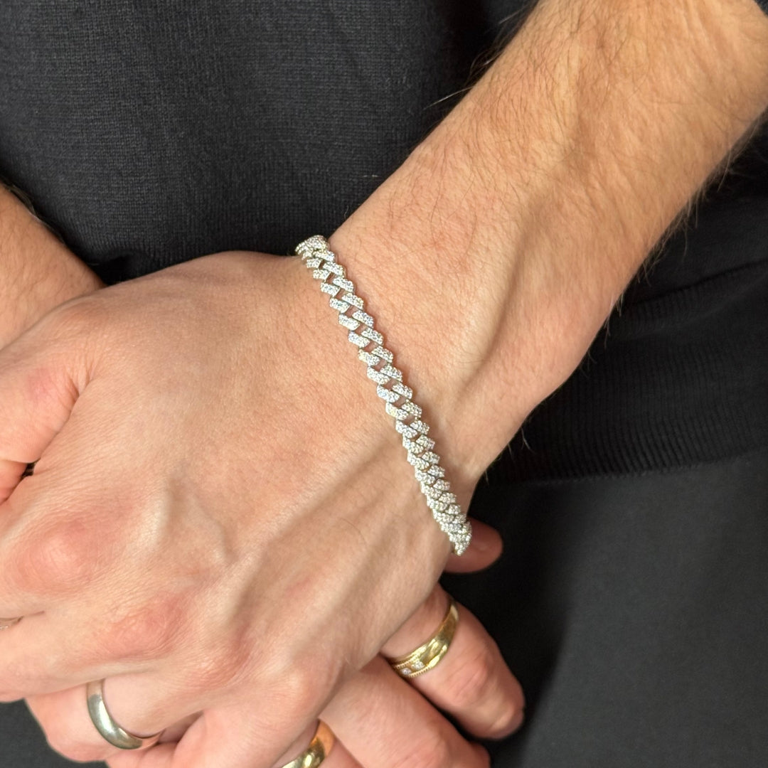 7mm Silver Moissanite Cuban Link Bracelet
