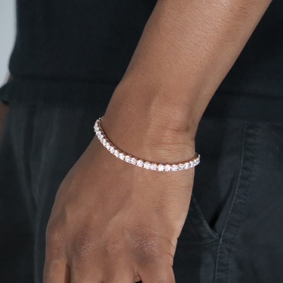 4mm Silver Moissanite Tennis Bracelet 18K Rose Gold Vermeil