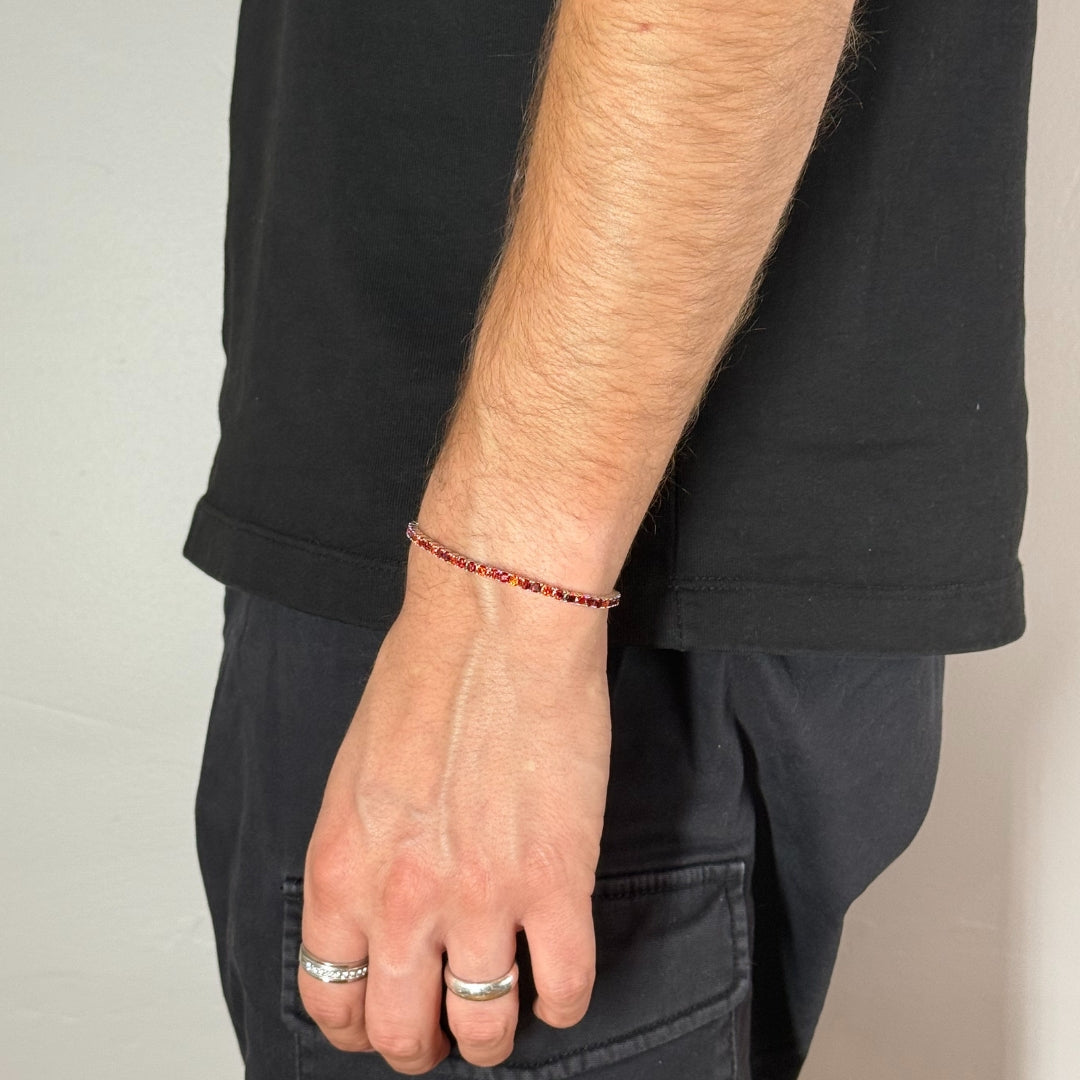 3mm Silver Zircon Tennis Bracelet Red Radiant