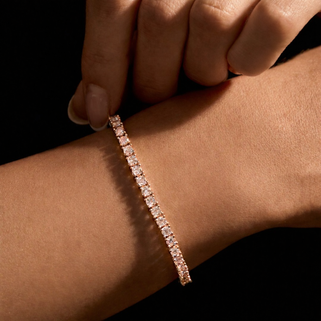 3mm Silver Moissanite Tennis Bracelet 18K Rose Gold Vermeil