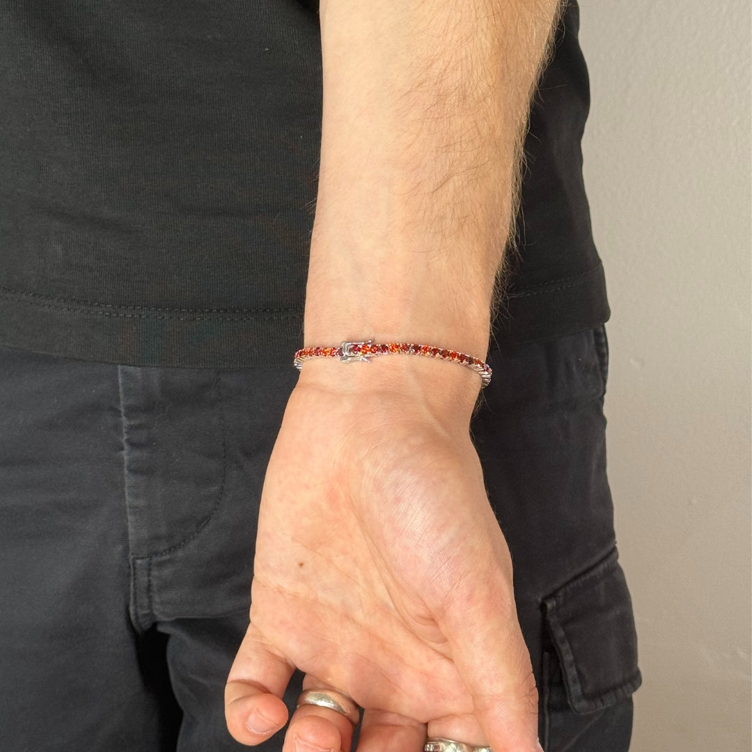 3mm Silver Zircon Tennis Bracelet Red Radiant