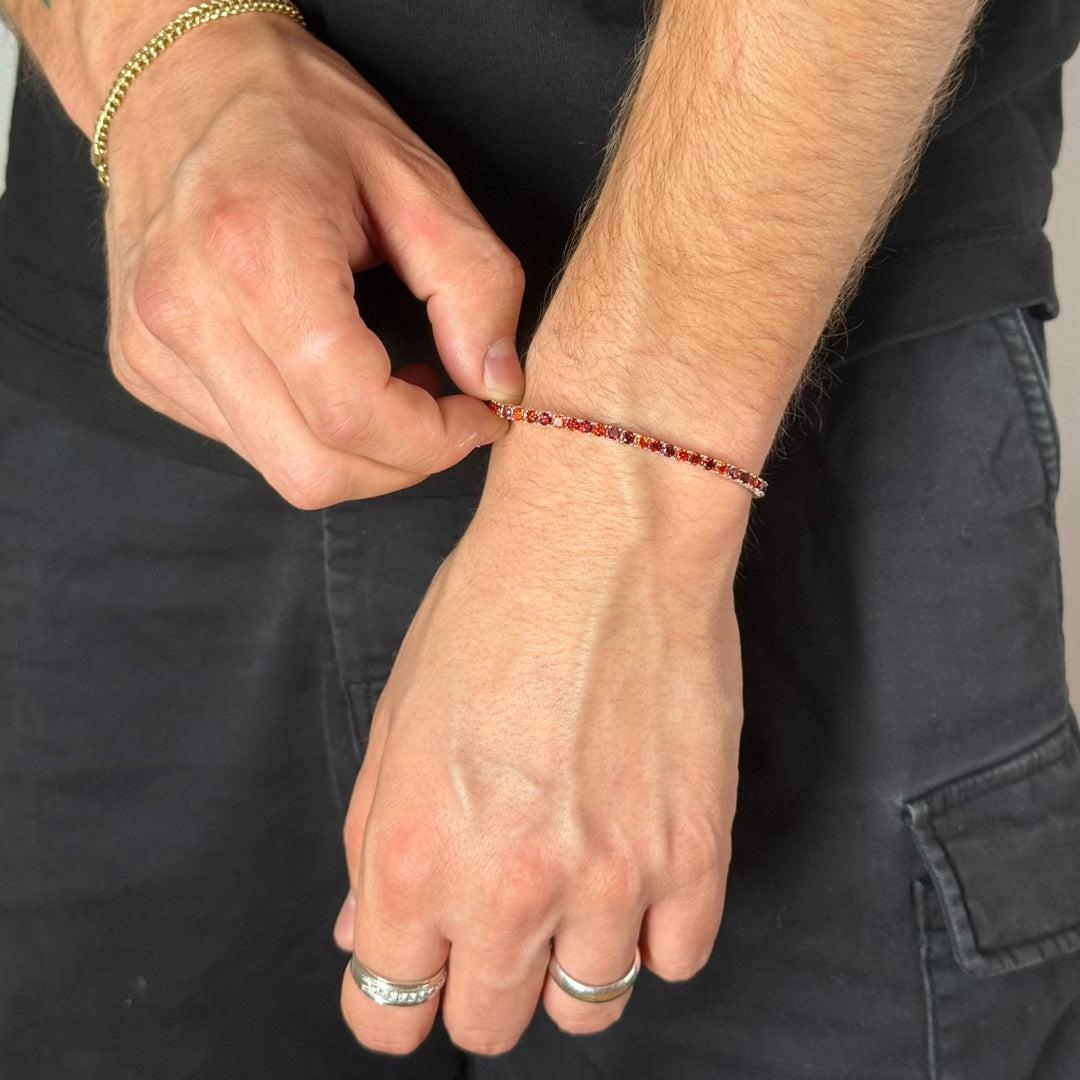 3mm Silver Zircon Tennis Bracelet Red Radiant