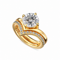ALICE - 1.5CT E VVS2 Round Brilliant Chevron Solitaire Engagement Ring