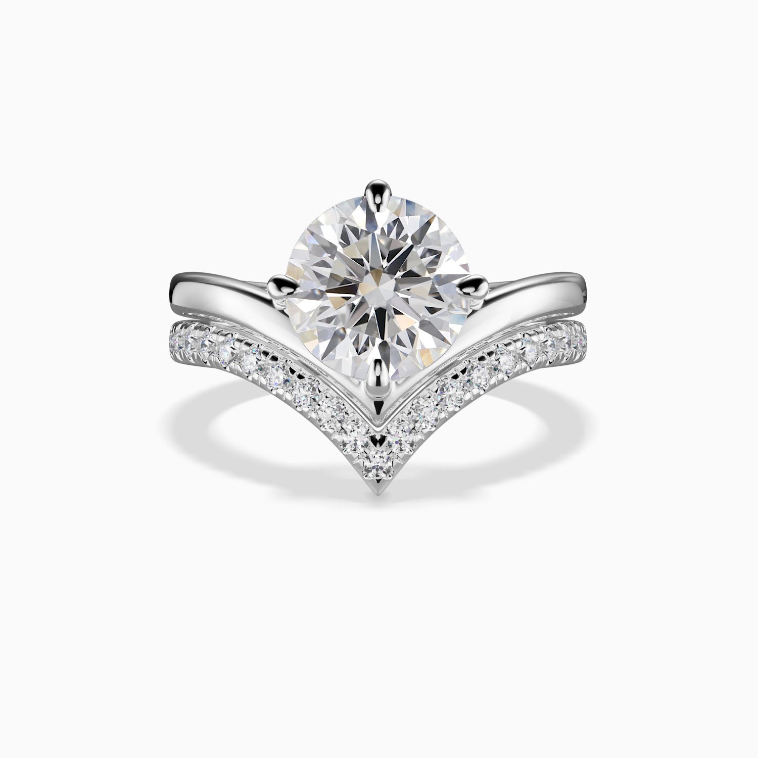 ALICE - 1.5CT E VVS2 Round Brilliant Chevron Solitaire Engagement Ring