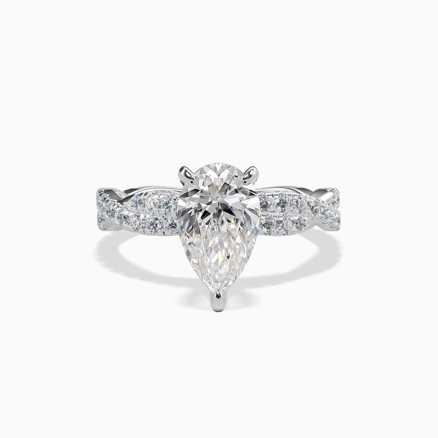 AURORA- 2CT E VVS2 Twisted Chank Pear Cut Engagement Ring