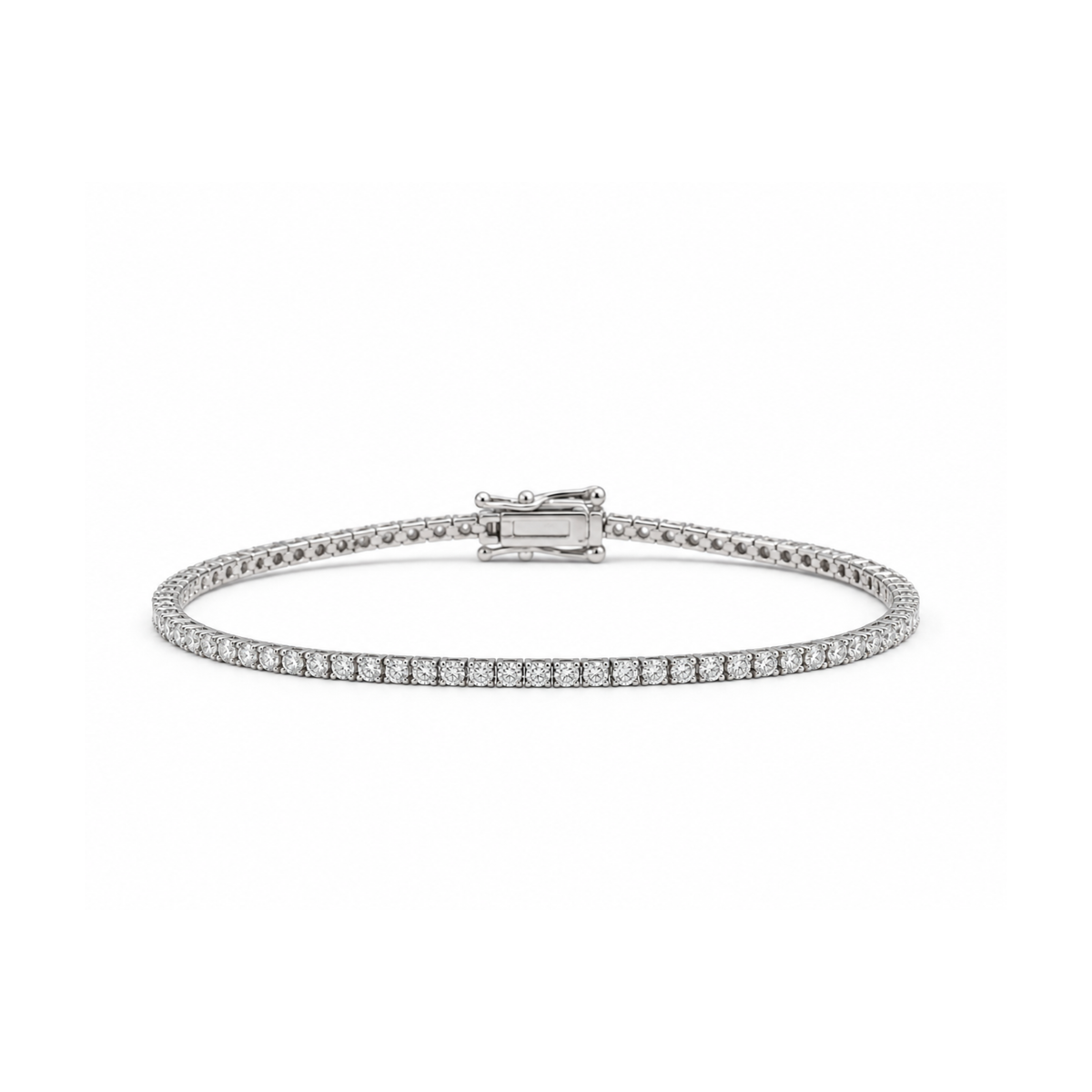 2mm Silver Moissanite Tennis Bracelet