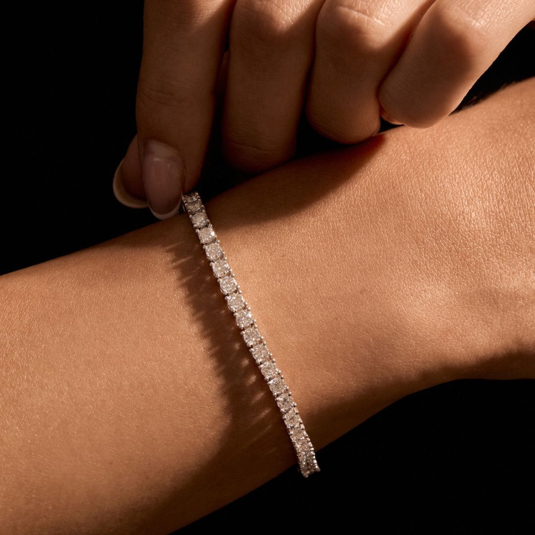 3mm Silver Moissanite Tennis Chain + 3mm Silver Moissanite Tennis Bracelet