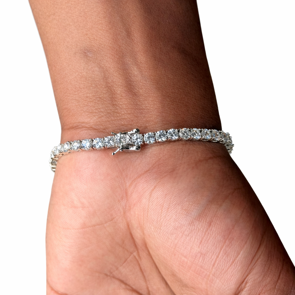 4mm Silver Moissanite Tennis Bracelet