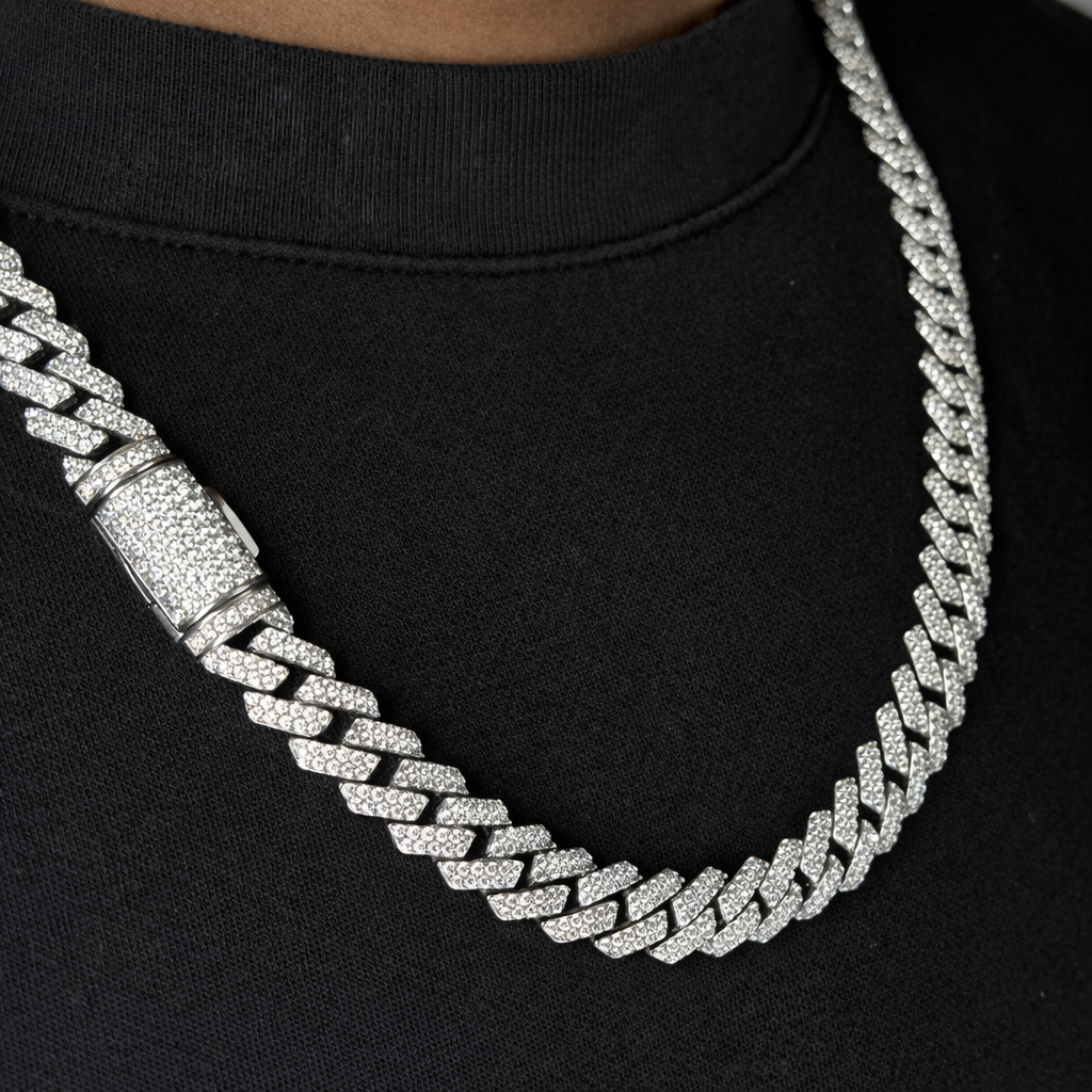 10mm Silver Moissanite Cuban Link Chain