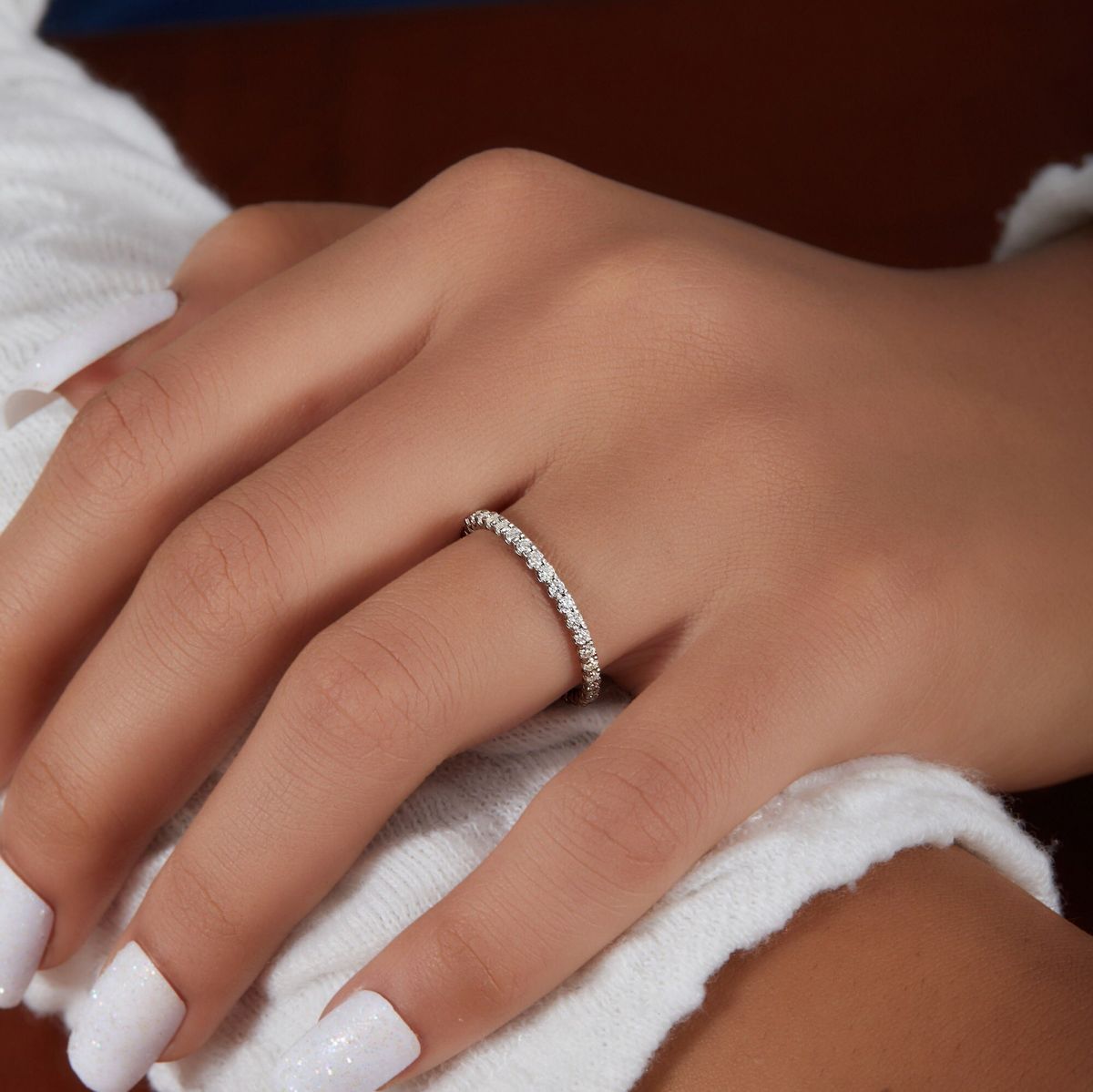 Silver Eternity Moissanite Ring 1CT