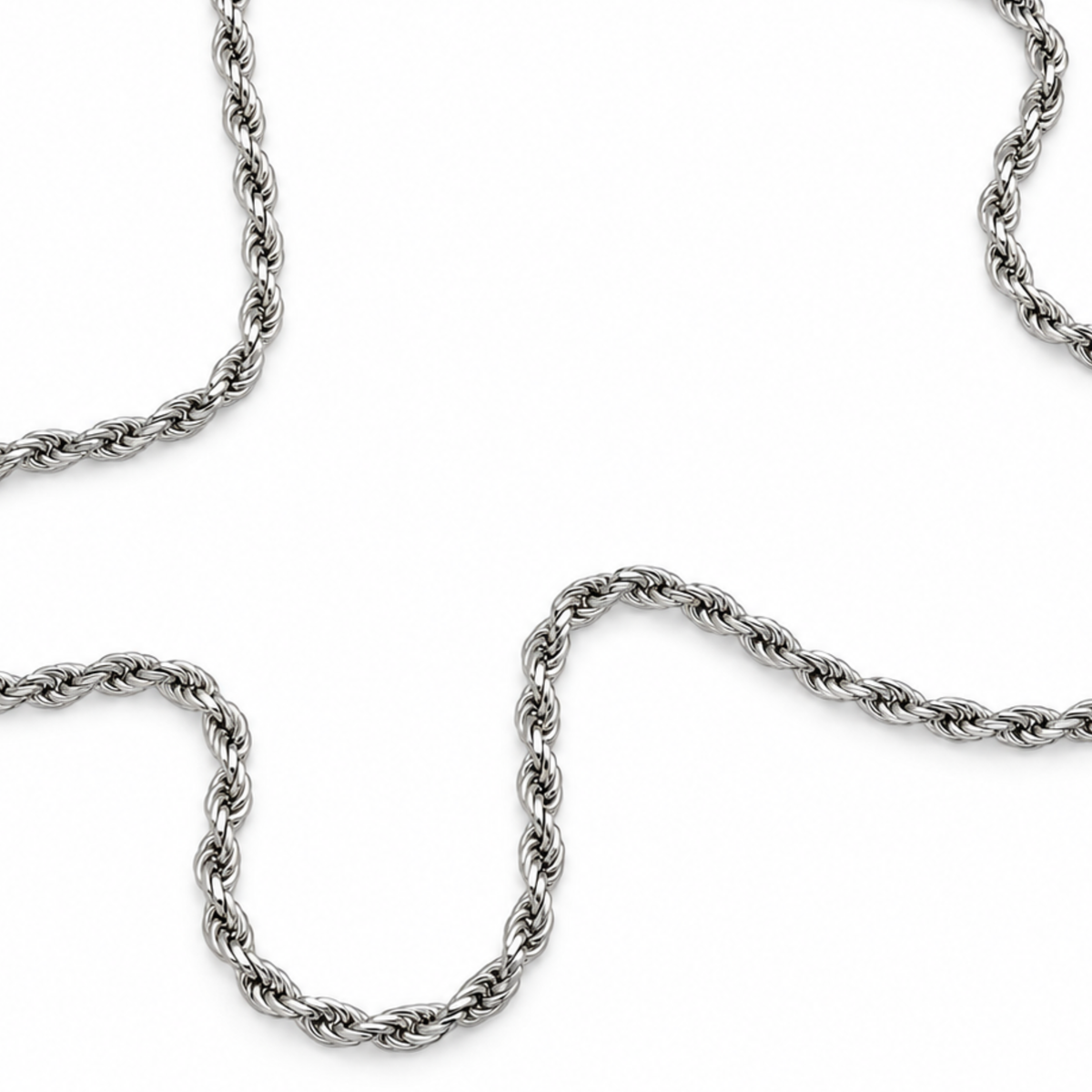 4mm Silver Rope Chain + Bracelet Rhodium Plated