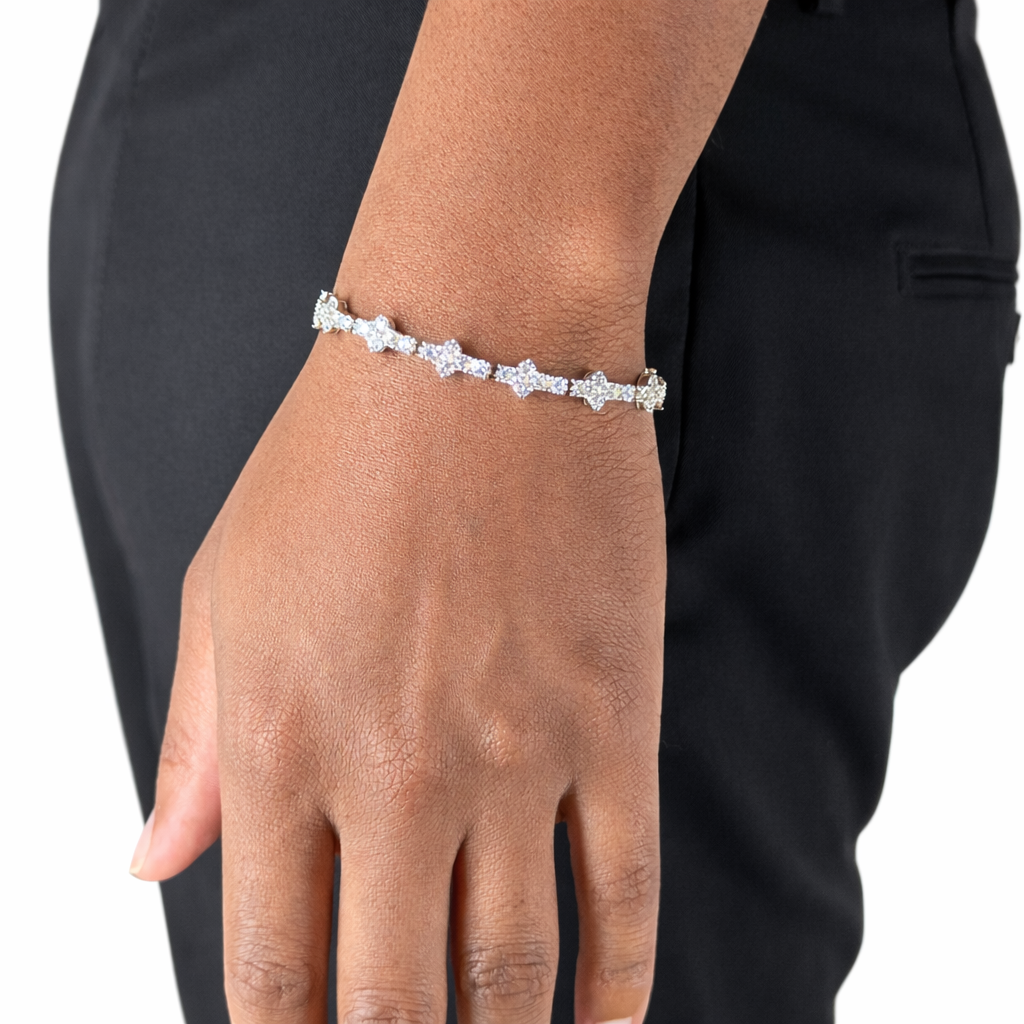 Honeycomb Silver Moissanite Tennis Bracelet