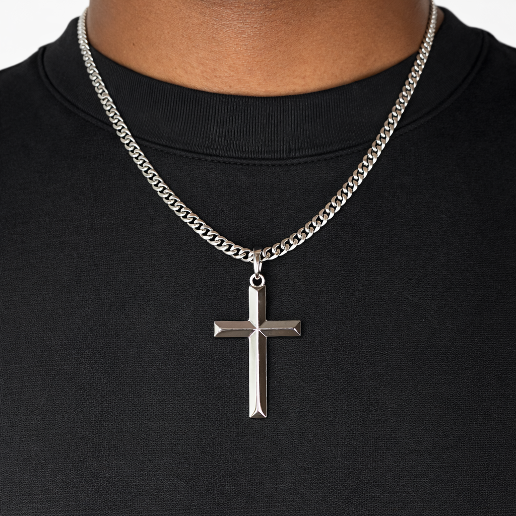 Silver Plain Edge Cross Pendant