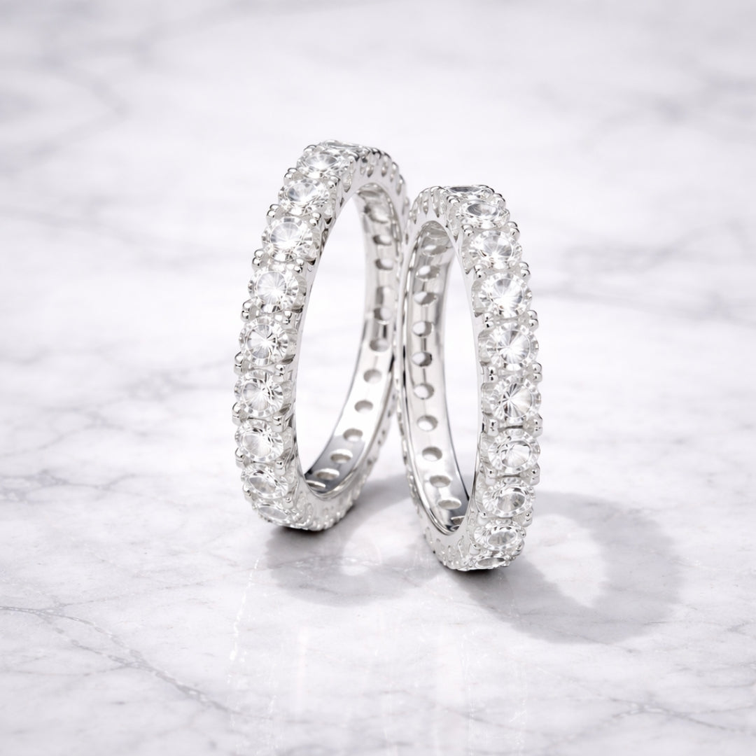 Silver Eternity Moissanite Ring 2CT