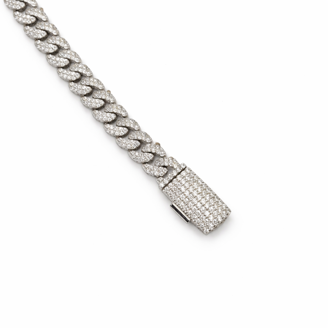 7mm Silver Moissanite Cuban Link Bracelet