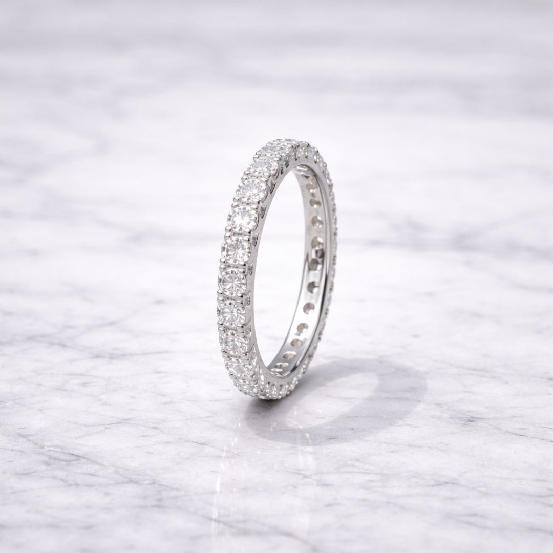 Silver Eternity Moissanite Ring 1CT