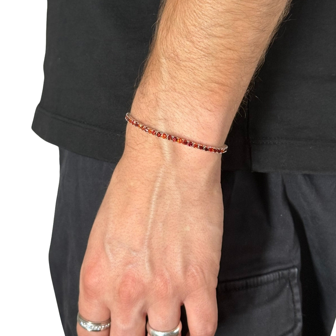 3mm Silver Zircon Tennis Bracelet Red Radiant