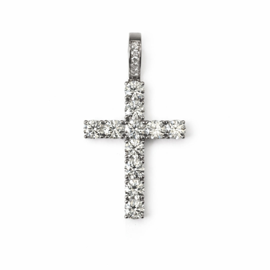 Silver Moissanite Cross Pendant