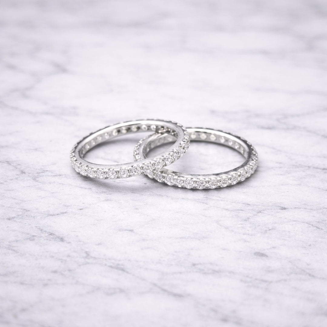 Silver Eternity Moissanite Ring 1CT