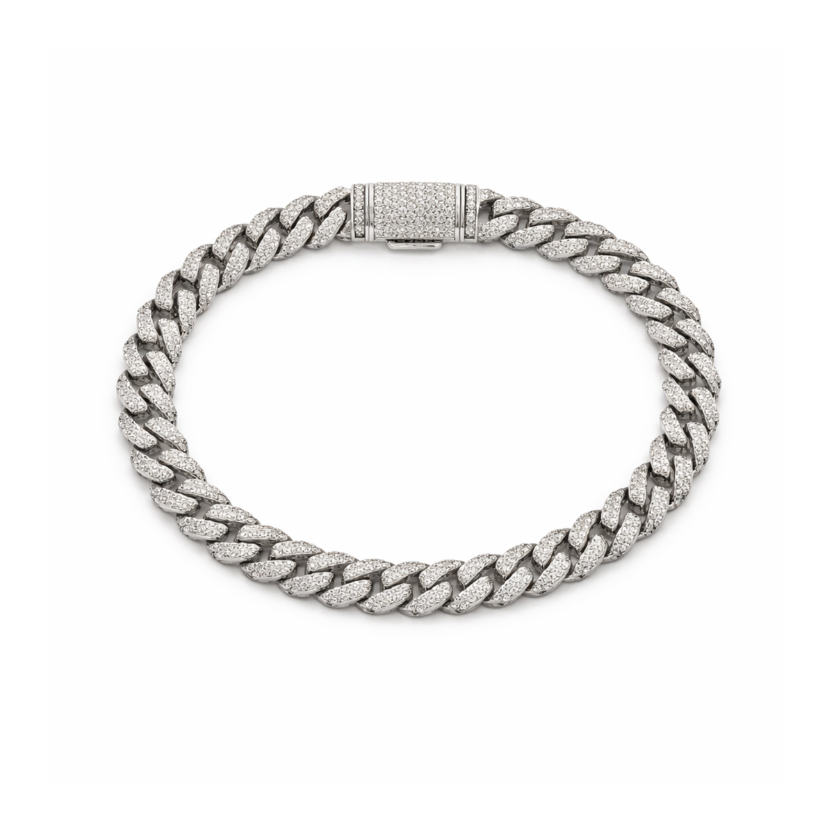 8mm Silver Moissanite Cuban Link Bracelet
