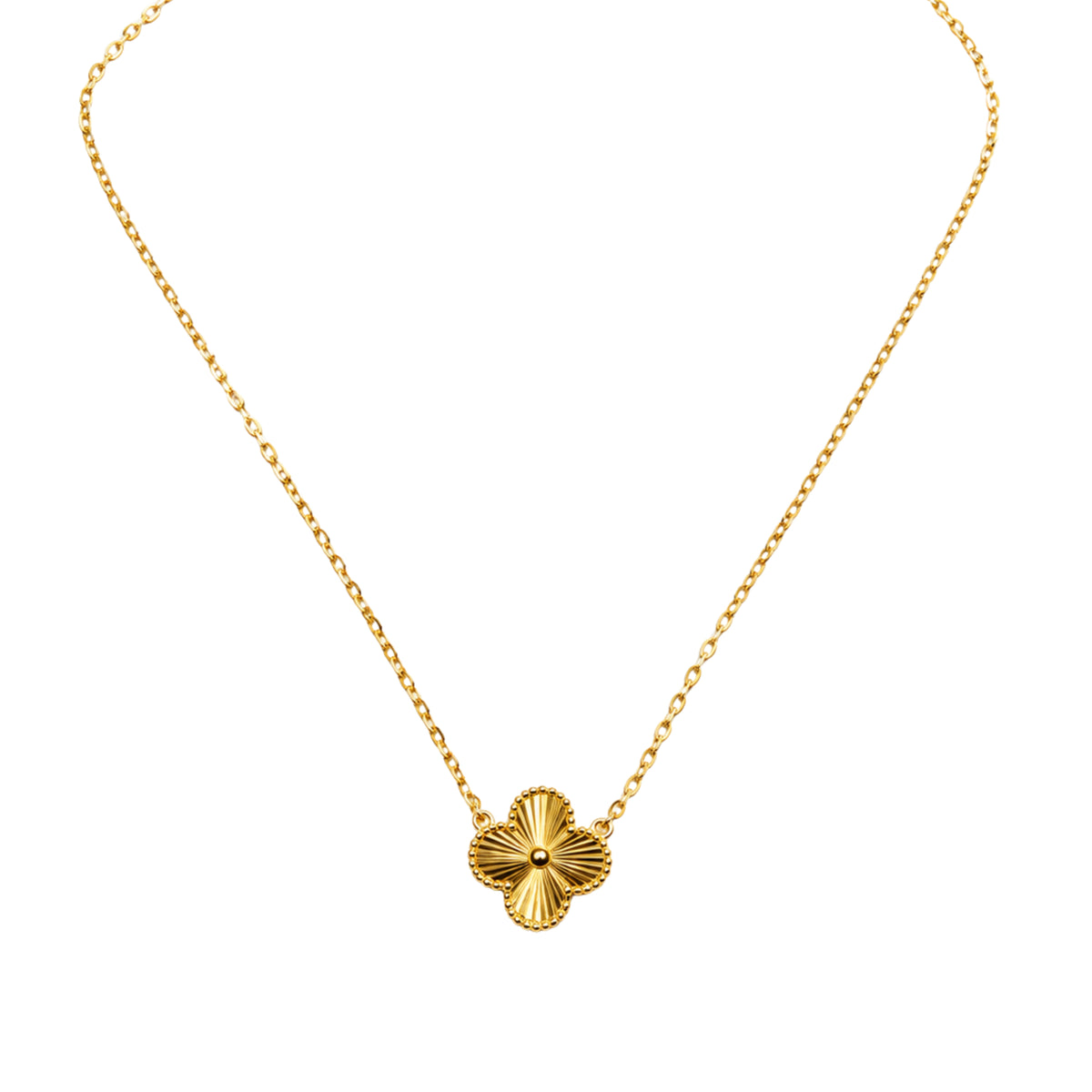 Silver Clover Pendant 18K Yellow Gold Vermeil + Chain