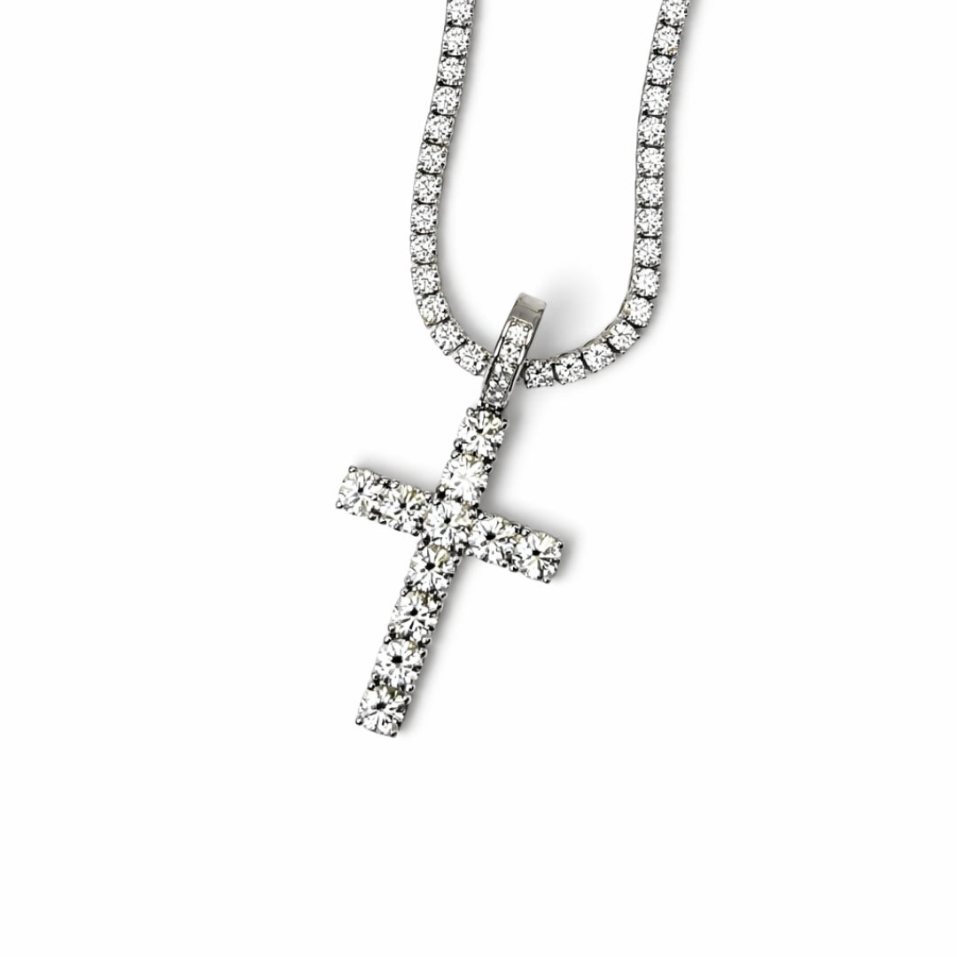 Silver Moissanite Cross Pendant