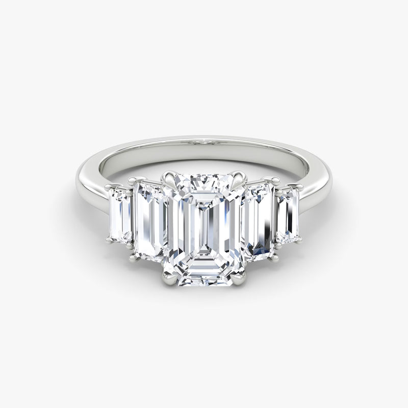 JULIETTE  -  1.5CT E VVS2 Five Stone Heirloom Emerald Engagement Ring
