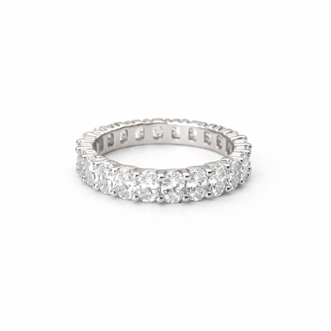 Silver Zircon Oval Eternity Ring