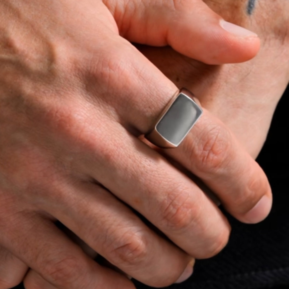 Silver Rectangle Signet Men's Ring