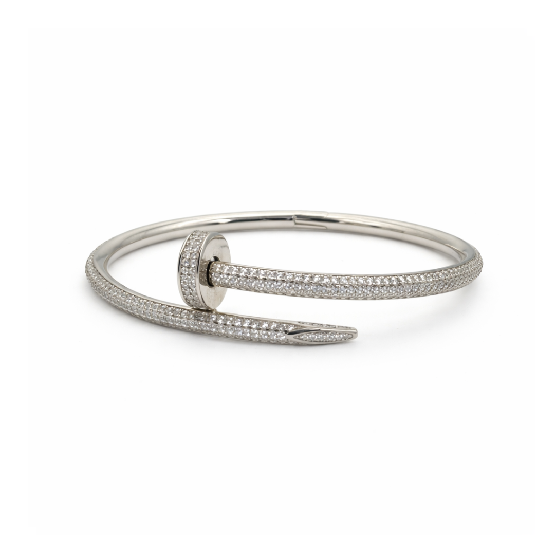 Silver Zircon Nail Bracelet