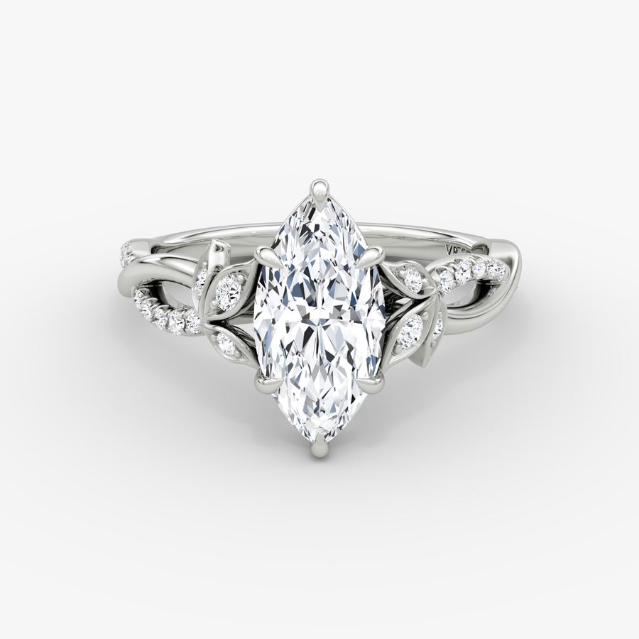 ROSELLA  -  1.5CT E VVS2 Twisted Floral Marquise Engagement Ring